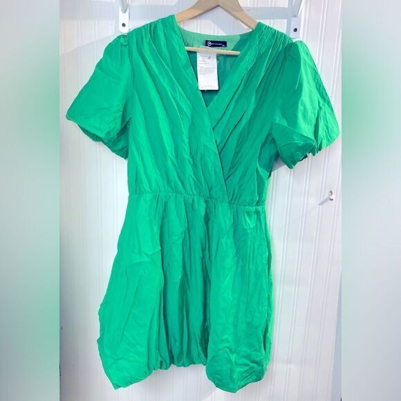 NWT PRETTYGARDEN Short Dresses Puffy Sleeve Wrap V Neck Ruffle Sz XL - Picture 2 of 6